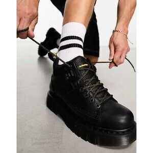 NEW Dr Martens Woodard Grizzly Leather Low Casual Black Boots, Size 5 Women’s